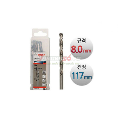 Mũi khoan sắt HSS-G 8.0mm (hộp 5 mũi)