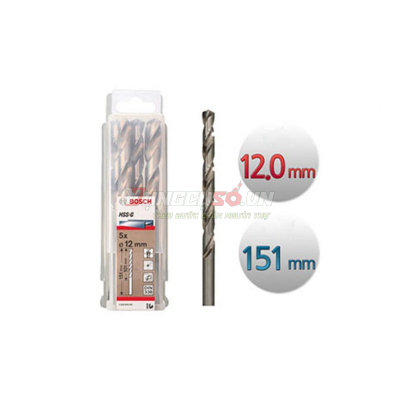 Mũi khoan sắt HSS-G 12.0mm (hộp 5 mũi)