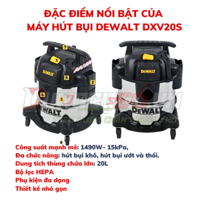 Máy hút bụi Công nghiệp 3 chức năng 20L Dewalt DXV20S (1490W – 2.0Hp)
