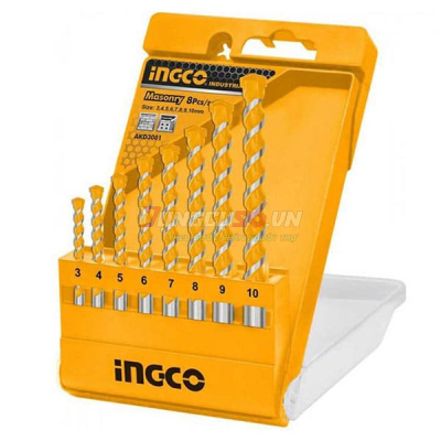 Bộ 8 Mũi Khoan Bê Tông Đuôi Trơn INGCO AKD3081