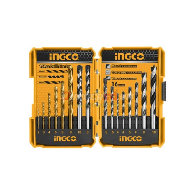 Bộ 16 mũi khoan kim loại, bê tông và gỗ INGCO AKD9165