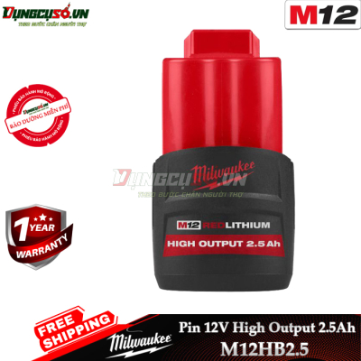 Pin 12V 2.5AH Milwaukee M12 HB2.5 ASIA