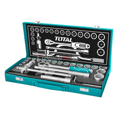 Bộ 24 cái socket 1/2 in và cần 2 chiều Total THT141253