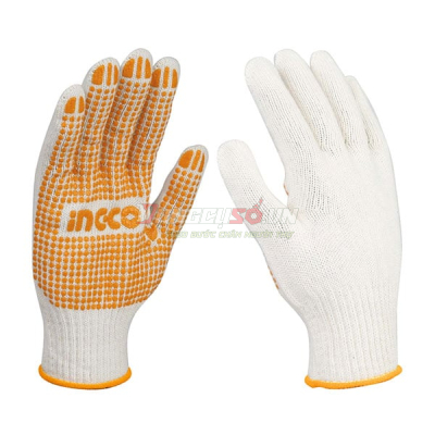Găng Tay Dệt Kim và Có Đốm Chấm Nhựa PVC INGCO HGVK05