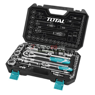 Bộ socket 44 chi tiết và cần siết 2 chiều Total THT421441