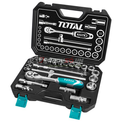 Bộ 25 cái socket 1/2 in và cần 2 chiều Total THT121251