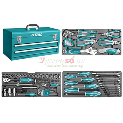 Bộ đồ nghề đựng trong hộp sắt 59 chi tiết Total THPTCS70971