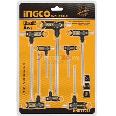 Bộ 8 chìa lục giác tay cầm chữ T INGCO HHKT8083