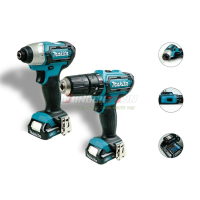 Bộ sản phẩm máy khoan búa, máy vặn vít pin 12V Makita CLX228S