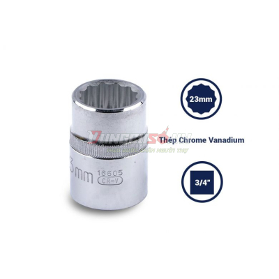 Đầu tuýp 12 cạnh 3/4in – 23mm Sata 16605