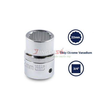 Đầu tuýp 12 cạnh 3/4in – 22mm Sata 16604