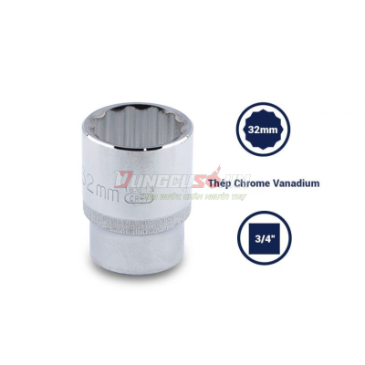 Đầu tuýp 12 cạnh 3/4in – 32mm Sata 16613
