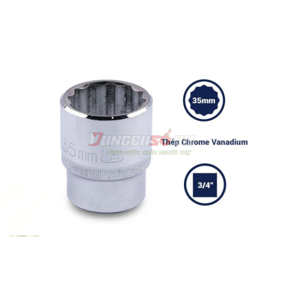 Đầu tuýp 12 cạnh 3/4in – 35mm Sata 16616