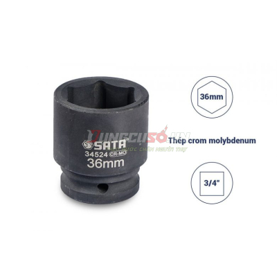 Đầu tuýp đen 6 cạnh 3/4in – 36mm Sata 34524