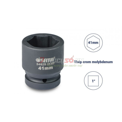 Đầu tuýp đen 6 cạnh 1in – 41mm Sata 34829