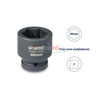 Đầu tuýp đen 6 cạnh 1in – 46mm Sata 34834