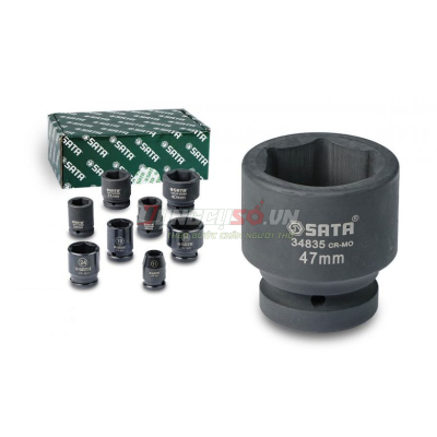 Đầu tuýp đen 6 cạnh 1in – 47mm Sata 34835