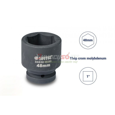 Đầu tuýp đen 6 cạnh 1in – 48mm Sata 34836