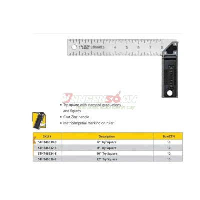 Thước eke đo góc vuông 10″ 254mm Stanley STHT46534-8