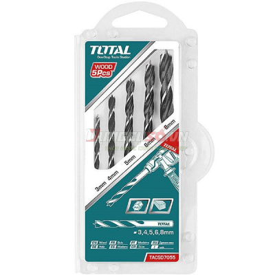 Bộ 5 mũi khoan gỗ 3-8mm Total TACSD7055