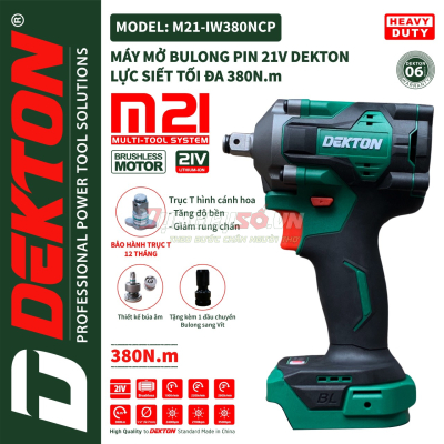 Thân máy siết bu lông 12.7mm pin 21V 380N.m Dekton M21-IW380NCP
