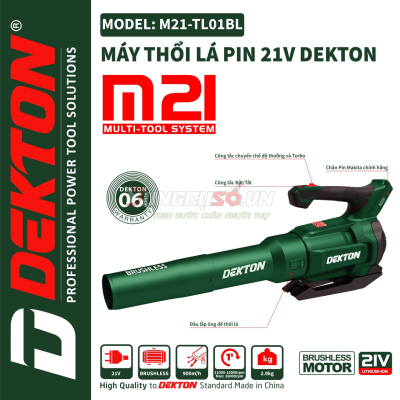 Máy thổi lá dùng pin Dekton M21-TL01BL (chưa pin và sạc)