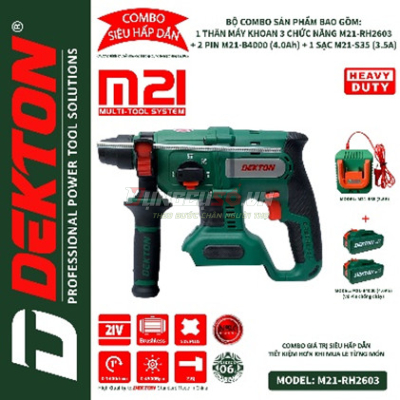 Máy khoan bê tông dùng pin Dekton M21-RH2603