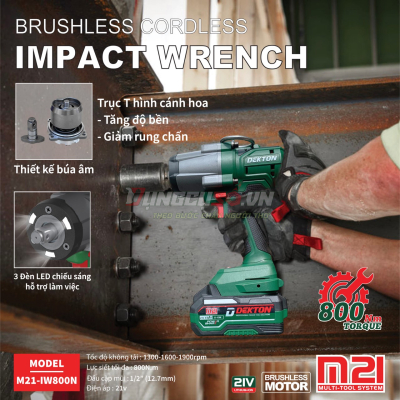 Máy siết bu lông dùng pin 800Nm Dekton M21-IW800Nm