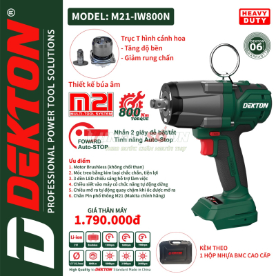Máy siết bu lông dùng pin 800Nm Dekton M21-IW800Nm