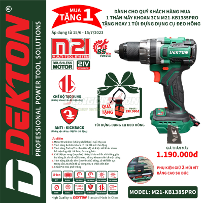 Thân máy khoan động lực dùng pin 21V Dekton M21-KB1385PRO (Anti Kickback)