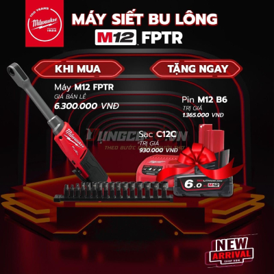 Máy siết bu lông 81Nm xuyên tâm dùng pin 12V Milwaukee M12 FPTR