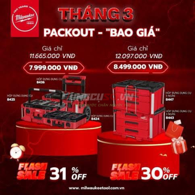 Combo thùng đồ nghề Milwaukee PACK OUT T3.2024