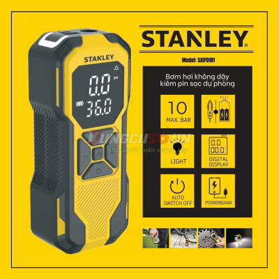 Dụng cụ đa năng bơm xe, đèn pin Led, sạc dự phòng STANLEY  Model SXIF0101